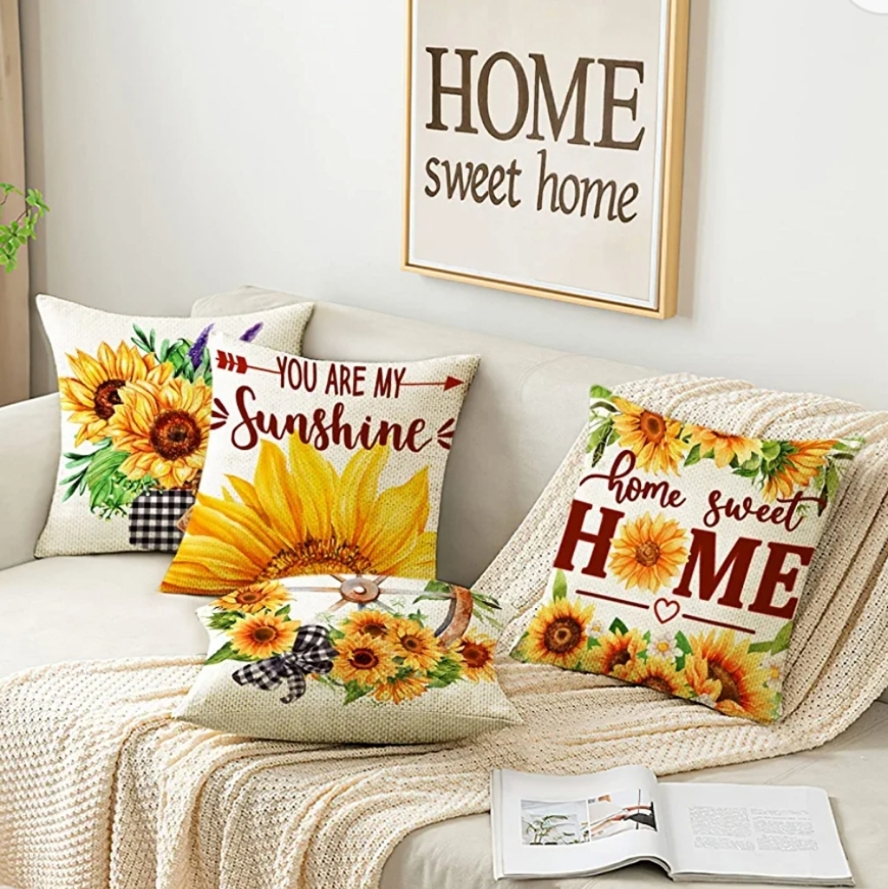 Sunflower Pillow Covers Set of 4 NWT